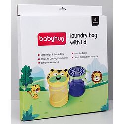 Babyhug Collapsible Laundry Bag With Lid Turtle Shaped - Blue