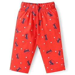 Babyhug Half Sleeves Night Suit Kitty Print - Navy Blue Red