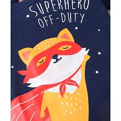 Babyhug Half Sleeves Night Suit Kitty Print - Navy Blue Red