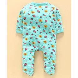 Babyhug Full Sleeves Sleepsuit Strawberry Print - Blue