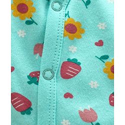 Babyhug Full Sleeves Sleepsuit Strawberry Print - Blue