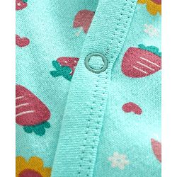 Babyhug Full Sleeves Sleepsuit Strawberry Print - Blue