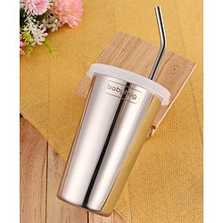 Babyhug Stainless Steel Tumbler With Airtight Lids & Straw - 300 ml