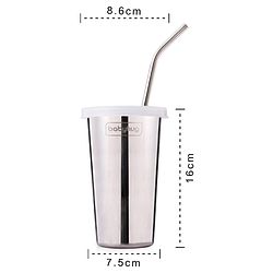 Babyhug Stainless Steel Tumbler With Airtight Lids & Straw - 300 ml