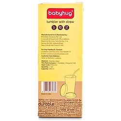Babyhug Stainless Steel Tumbler With Airtight Lids & Straw - 300 ml