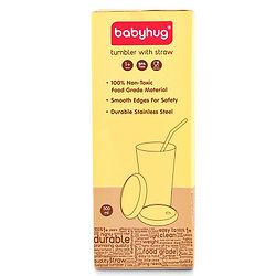Babyhug Stainless Steel Tumbler With Airtight Lids & Straw - 300 ml