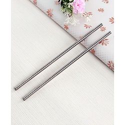 Babyhug Stainless Steel Drinking Straw With Cleaning Brush Set of 5 - Silver