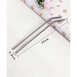 Babyhug Stainless Steel Drinking Straw With Cleaning Brush Set of 5 - Silver