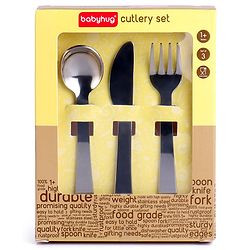 Babyhug Stainless Steel Cutlery Pack of 3 - Silver