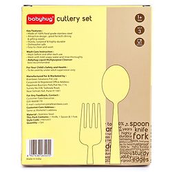 Babyhug Stainless Steel Cutlery Pack of 3 - Silver