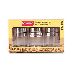 Babyhug Stainless Steel Canisters Set of 3 - Silver