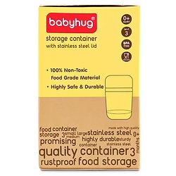 Babyhug Stainless Steel Canisters Set of 3 - Silver