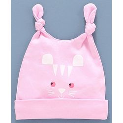 Babyhug 100% Cotton Printed Cap Pink  - Diameter 9.5 cm
