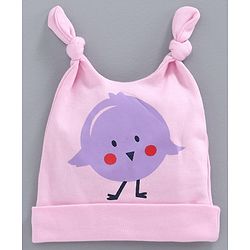 Babyhug 100% Cotton Cap Bird Print Pink -  Diameter 10 cm