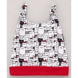 Babyhug Cap Kitten Print Red -  Diameter 10 cm