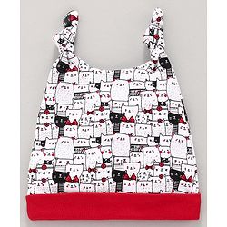 Babyhug Cap Kitten Print Red -  Diameter 10 cm