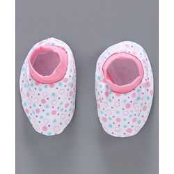 Babyhug 100% Cotton Cap Mittens & Booties Pink White -  Diameter 10 cm