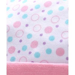 Babyhug 100% Cotton Cap Mittens & Booties Pink White -  Diameter 10 cm