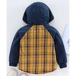 Babyhug Raglan Sleeves Hooded Checked Shirt - Yellow