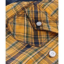 Babyhug Raglan Sleeves Hooded Checked Shirt - Yellow