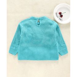 Babyhug Full Sleeves Sweater Butterfly Embroidery - Blue