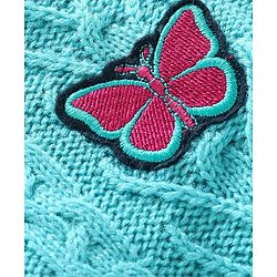 Babyhug Full Sleeves Sweater Butterfly Embroidery - Blue