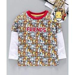 Babyhug Doctor Sleeves Tee Friends Print - Grey & Multicolor