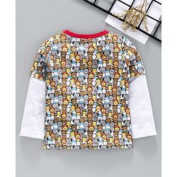 Babyhug Doctor Sleeves Tee Friends Print - Grey & Multicolor