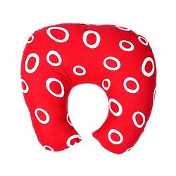 Babyhug Cotton Baby Pillow with Neck Support Circle Print - Red