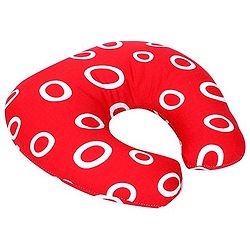 Babyhug Cotton Baby Pillow with Neck Support Circle Print - Red