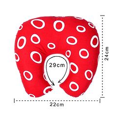 Babyhug Cotton Baby Pillow with Neck Support Circle Print - Red