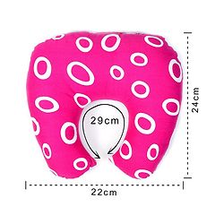 Babyhug Cotton Baby Pillow with Neck Support Circle Print - Red