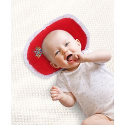 Babyhug Velour Baby Pillow Oval Shape - Red