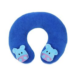 Babyhug Velour Neck Supporter Pillow Blue With Two Motifs - Hippo