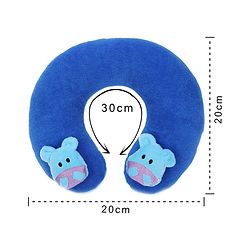 Babyhug Velour Neck Supporter Pillow Blue With Two Motifs - Hippo