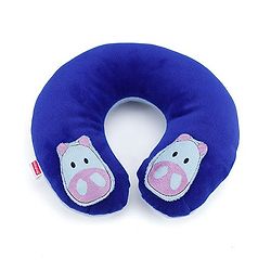 Babyhug Velour Neck Supporter Pillow Blue With Two Motifs - Hippo