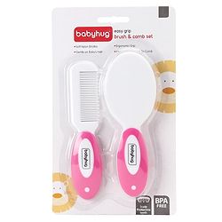 Babyhug Easy Grip Hair Brush & Comb Set - Pink