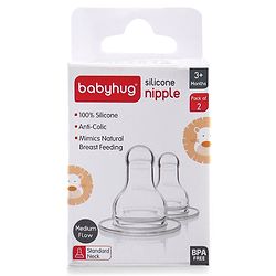 Babyhug Silicone Slow Medium Flow Nipple - Pack of 2