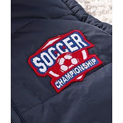 Babyhug Sleeveless Hooded Jacket Text Badge - Navy Blue