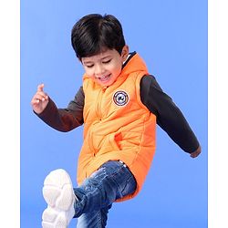Babyhug  Sleeveless Hooded Jacket - Orange