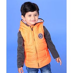 Babyhug  Sleeveless Hooded Jacket - Orange