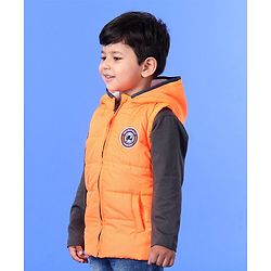 Babyhug  Sleeveless Hooded Jacket - Orange