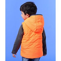 Babyhug  Sleeveless Hooded Jacket - Orange