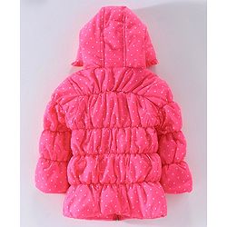 Babyhug Full Sleeves Padded Hooded Jacket Dot Print - Fuchsia