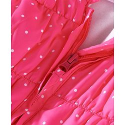 Babyhug Full Sleeves Padded Hooded Jacket Dot Print - Fuchsia