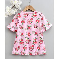 Babyhug Half Sleeves A Line Frock Floral Print - Pink