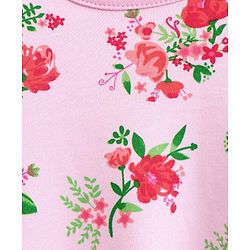 Babyhug Half Sleeves A Line Frock Floral Print - Pink