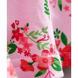 Babyhug Half Sleeves A Line Frock Floral Print - Pink