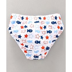 Babyhug 100% Cotton Briefs Striped & Fish Print Pack of 3 - Blue White