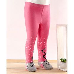 Cutewalk by Babyhug Anti Bacterial Tights Cat Design - Pink